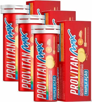 KIT COM 3 PROVITAN MAX VITAMINA C, D E ZINCO EM 10 COMPRIMIDOS EFERVESCENTES DE 1000MG PROMEL