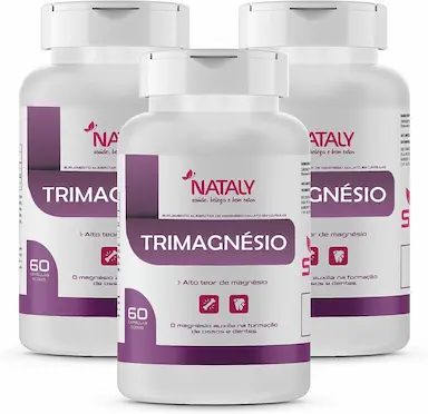 3 UNID - TRI MAGNéSIO (TAURATO, MALATO E BISGLICINATO) 60 CAPSULAS DE 500MG NATALY