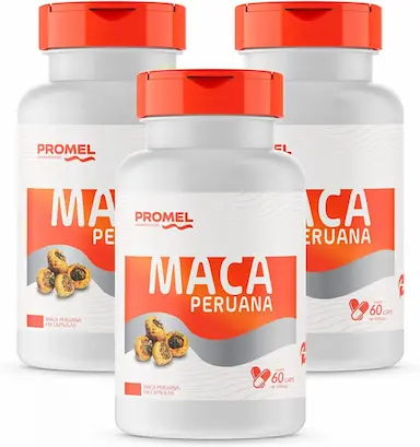 KIT COM 3 MACA PERUANA PROMEL 60 CAPSULAS DE 500MG