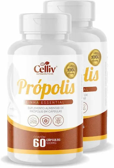 KIT COM 2 - EXTRATO DE PRóPOLIS 60 CAPSULAS DE 500MG CELLIV