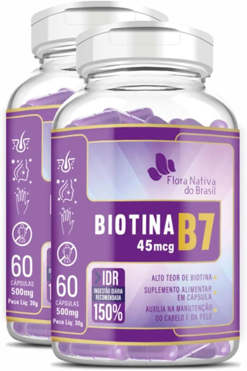 KIT 02 BIOTINA B7 150% IDR 60 CAPS FLORA NATIVA DO BRASIL