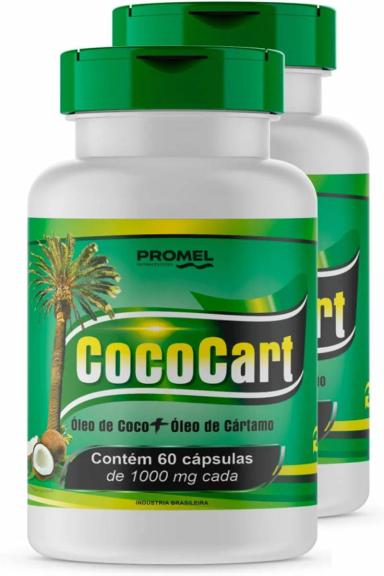 KIT 02 COCOCART ÓLEO DE COCO + ÓLEO DE CARTAMO 60 CáPS 1000MG PROMEL