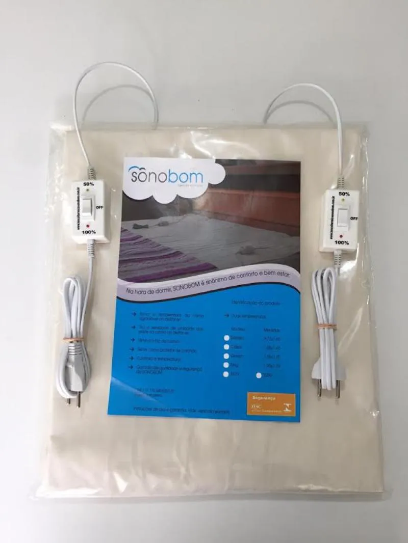LENçOL TéRMICO COM CONTROLE DE TEMPERATURA KING 127V - SONOBOM