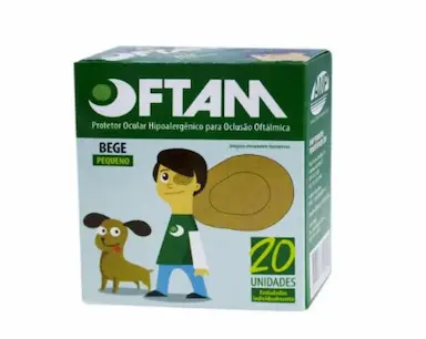 PROTETOR OFTáLMICO HIPOALERGêNICO PARA OCLUSãO OFTáLMICA ADULTO (CAIXA COM 20 UNIDADES) - OFTAM