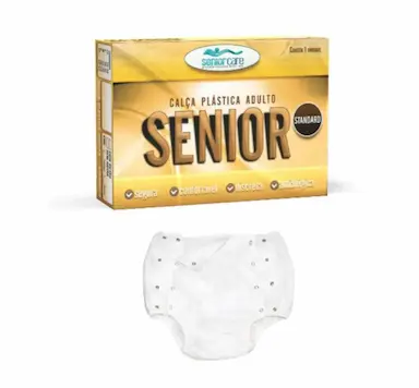 CALçA PLáSTICA COM BOTãO PARA INCONTINêNCIA URINáRIA TAMANHO 40/42 P - SENIOR CARE