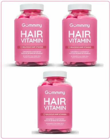 KIT COM 3 GUMMY HAIR VITAMINAS SABOR TUTTI-FRUIT 60 GOMAS