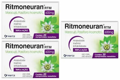 KIT 3 RITMONEURAN MARACUJá 600MG 20 COMPRIMIDOS - KLEY HERTZ