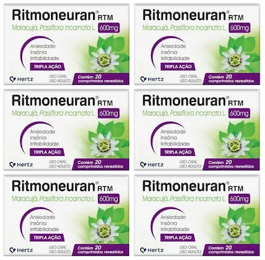 KIT 6 RITMONEURAN MARACUJá 600MG 20 COMPRIMIDOS - KLEY HERTZ