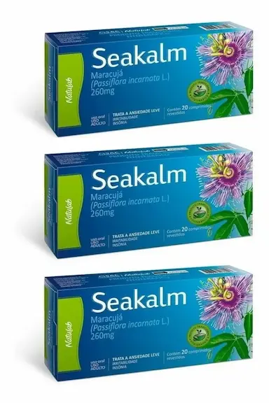 KIT COM 3 SEAKALM 260MG 20CPS CALMANTE NATURAL - NATULAB