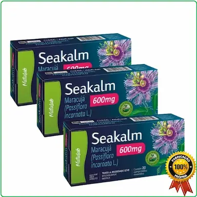 KIT COM 3 SEAKALM 600MG 20CPS CALMANTE NATURAL - NATULAB