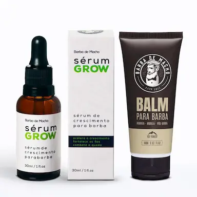 COMBO CRESCIMENTO DA BARBA SéRUM GROW + BALM BARBA DE MACHO