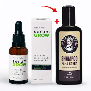 KIT SéRUM GROW E SHAMPOO ICE ACELERADOR CRESCE NASCE BARBA