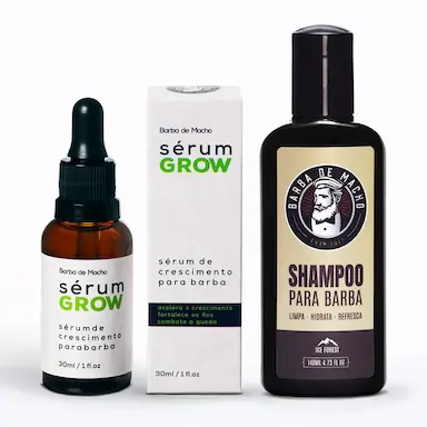 COMBO SéRUM GROW E SHAMPOO ICE PARA CRESCER E LIMPAR BARBA