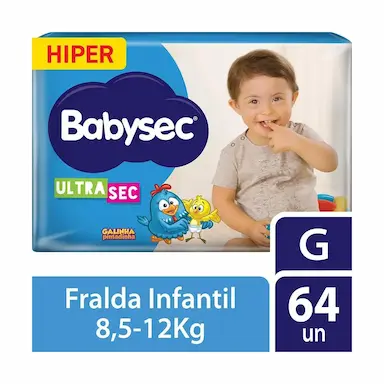 FRALDA BABYSEC ULTRASEC HIPER GALINHA PINTADINHA G - 64 UN