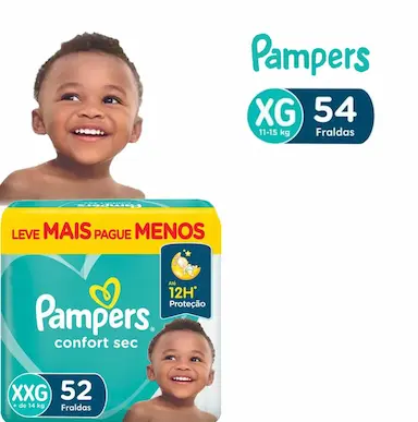 FRALDAS PAMPERS CONFORT SEC GIGA XXG COM 52 UNIDADES