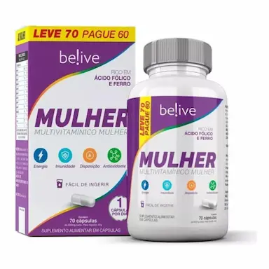 MULTIVITAMINICO MULHER BELIVE - NUTRENDS 70 Caps SEM Sabor