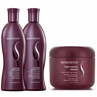 SENSCIENCE TRUE HUE SHAMPOO + CONDICIONADOR 300ML + MÁSCARA  INNER RESTORE 150ML