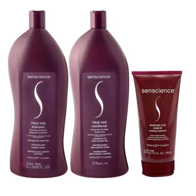 SENSCIENCE TRUE HUE SHAMPOO + CONDICIONADOR 1L + MÁSCARA MOISTURE LOCK 150ML