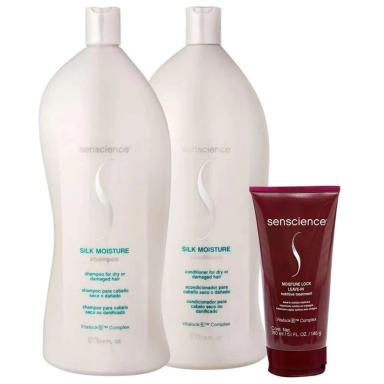 SENSCIENCE SILK MOISTURE SHAMPOO + CONDICIONADOR 1L + MOISTURE LOCK 150ML