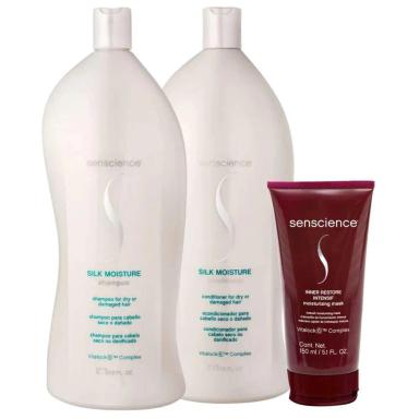 SENSCIENCE SILK MOISTURE SHAMPOO + CONDICIONADOR 1L + INNER RESTORE INTENSIF 150ML