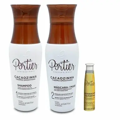 PORTIER CACAO ESCOVA PROGRESSIVA (2X250ML) +  AMPOLA SEMI DI LINO 15ML