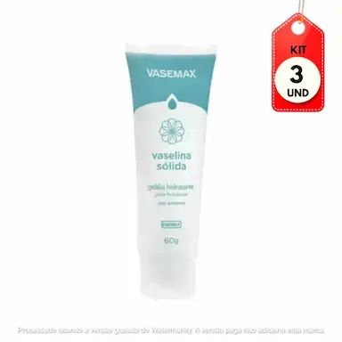 KIT C/03 VASEMAX VASELINA GELEIA HIDRATANTE PURA BISNAGA 60G