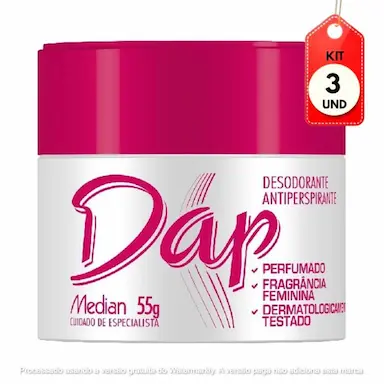 KIT C/03 DAP DESODORANTE CREME FEMININO PERFUMADO 55G