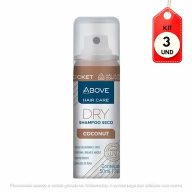 KIT C/03 ABOVE COCONUT MINI SHAMPOO A SECO 50ML