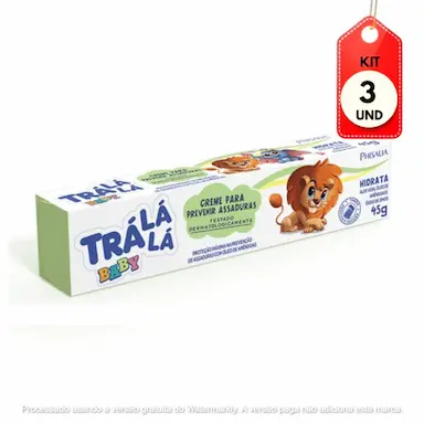 KIT C/03 TRáLáLá BABY HIDRATA CREME P/ ASSADURA 45G