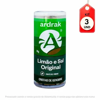 KIT C/03 ARDRAK CRISTAIS DE GENGIBRE TUBO LIMãO E SAL 10G
