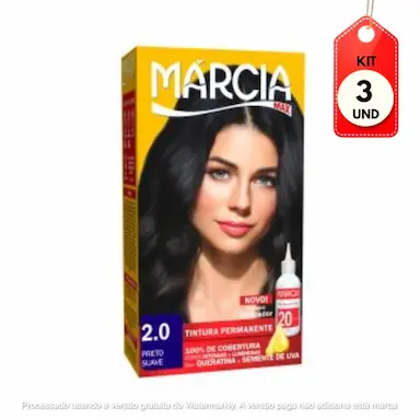 KIT C/03 MáRCIA TINTA 2.0 PRETO SUAVE 30ML