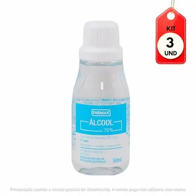 KIT C/03 FARMAX ÁLCOOL 70% ETíLICO 50ML