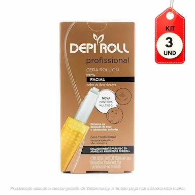 KIT C/03 DEPIROLL CERA DEPILATóRIA TRADICIONAL FACIAL REFIL 25G