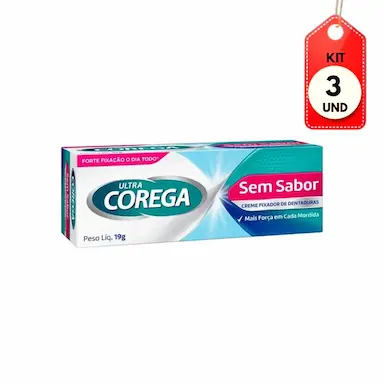 KIT C/03 COREGA ULTRA FIXADOR DE DENTADURAS CREME 19G