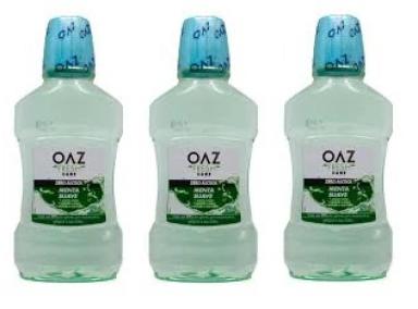 KIT 3UNI ENXAGUANTE BUCAL OAZ FRESH 250ML MENTA SUAVE
