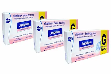 KIT 3X POMADA ASSADURA NISTATINA + ÓXIDO DE ZINCO (3X 60GR) EMS