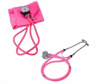 KIT ENFERMAGEM APARELHO DE PRESSãO +ESTETOSCóPIO ROSA - PREMIUM