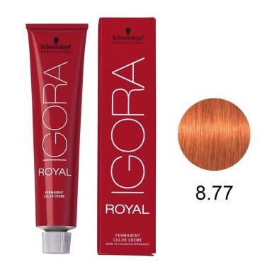 COLORAçãO SCHWARZKOPF IGORA ROYAL 60ML COR:8-77 LOURO CLARO COBRE EXTRA