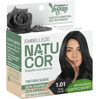 TINTURA NATUCOR COR:1.01 PRETO CARVAO