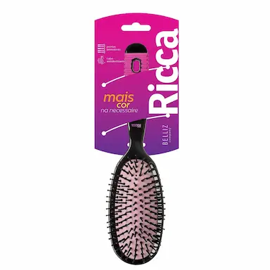 ESCOVA OVAL RICCA GDE BLACK &amp;amp;AMP; PINK 2411