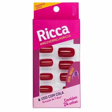 RICCA UNHAS POSTIçAS VERMELHO BORDO