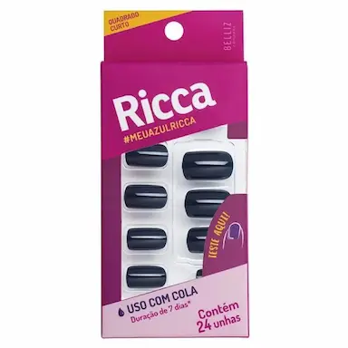 RICCA UNHAS POSTIçAS BLUE JEANS COM 24 UNIDADES