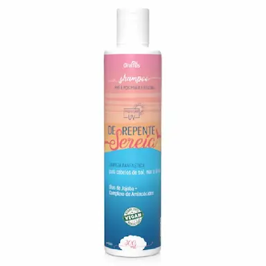 SHAMPOO PRé E PóS PRAIA E PISCINA PARA CABELOS DE SOL, MAR E BRISA VEGANO DE REPENTE SEREIA GRIFFUS 300ML