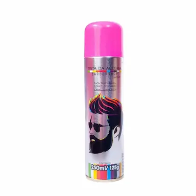 TINTA TEMPORARIA SPRAY PARA CABELOS ROSA BARBERSHOP TINTA DA ALEGRIA 250ML/125G