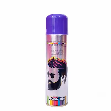TINTA TEMPORARIA SPRAY PARA CABELOS ROXO BARBERSHOP TINTA DA ALEGRIA 250ML/125G
