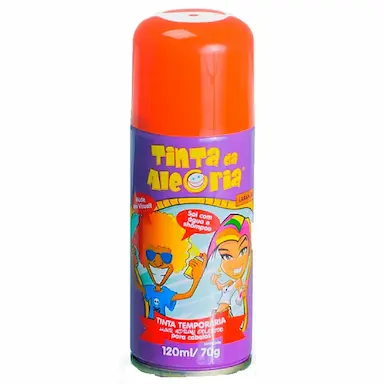TINTA TEMPORARIA SPRAY PARA CABELOS LARANJA TINTA DA ALEGRIA 120ML/70G