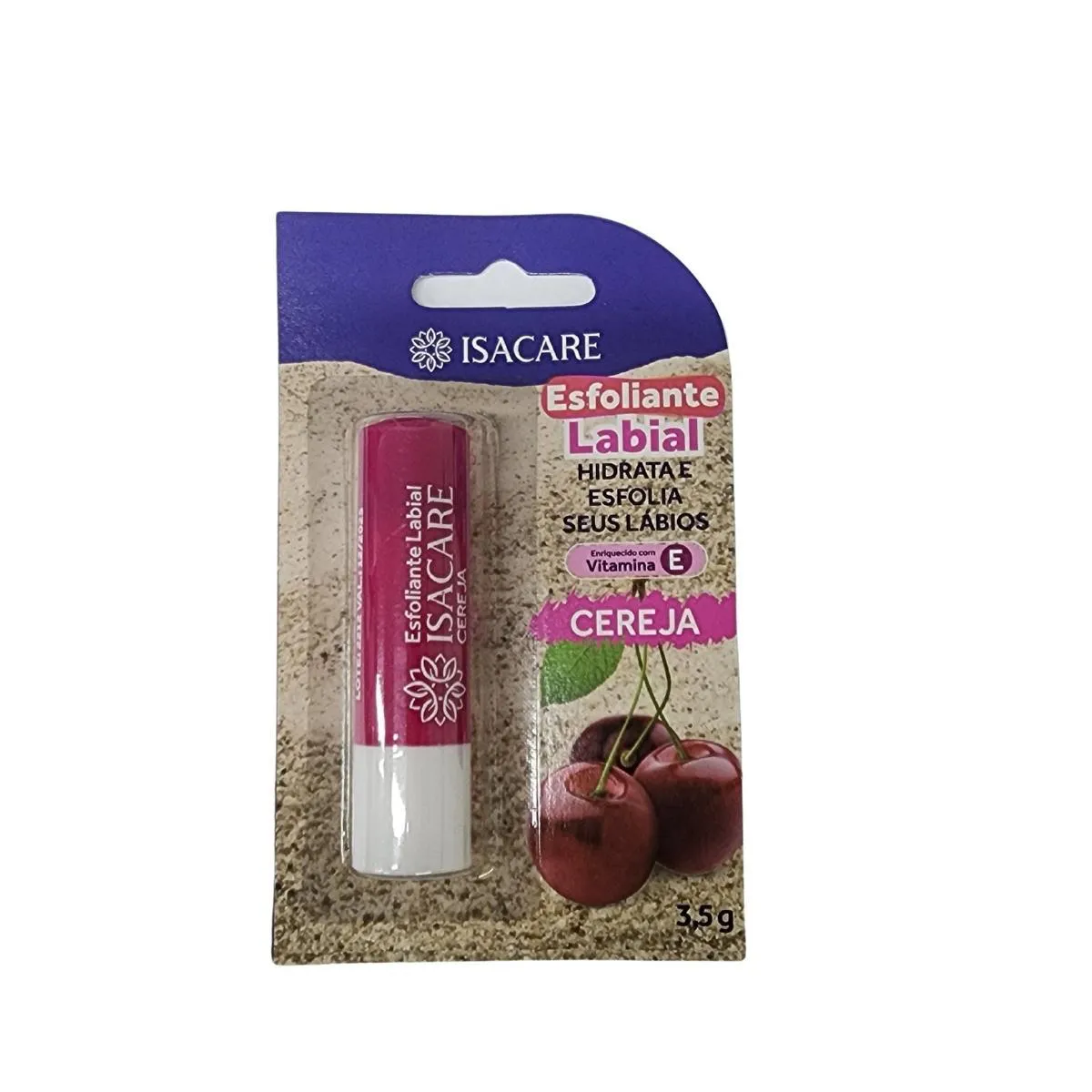 ESFOLIANTE LABIAL COM VITAMINA E CEREJA ISACARE 3,5G