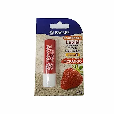 ESFOLIANTE LABIAL COM VITAMINA E MORANGO ISACARE 3,5G