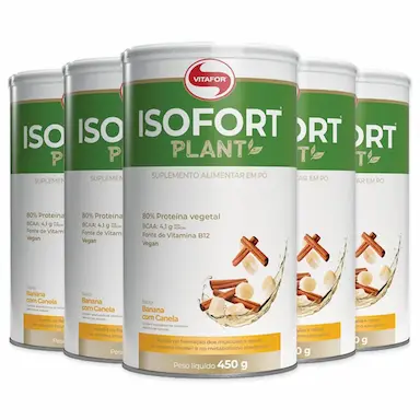 KIT 5 ISOFORT PLANT VITAFOR 450G BANANA COM CANELA
