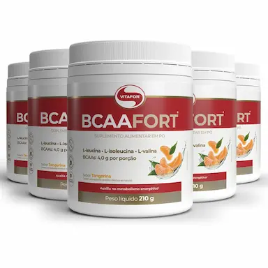KIT 5 BCAA FORT VITAFOR VEGANO 210G TANGERINA